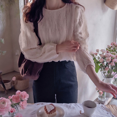 グランプリ ラブリー 立体的レース ダンアハンフィット ブラウス [size:F(55～66)]