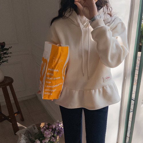 [LABEL] ロイカラブリー裾 ミニレースポイント フリルフードティーシャツ [size:F(55～66盤)]