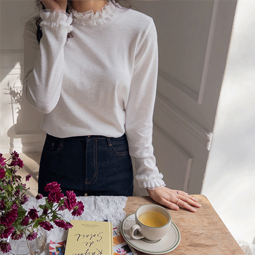 [柔らかい着用感] [冬のレイヤーアドバンスグッド] リリス 紅花レース ティーシャツ [size:F(55～66)]