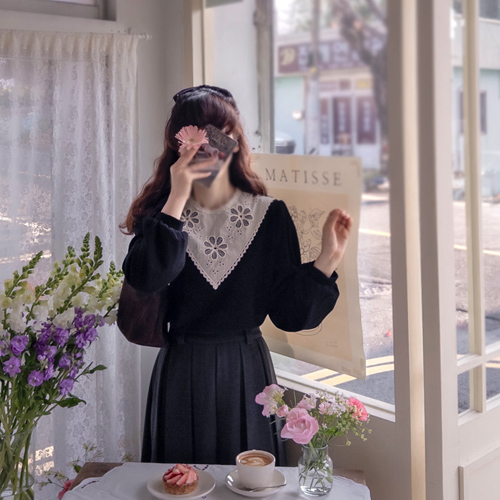 フランソウ花 柔らかいコーデュロイ ぬくもりブラウス [size:F(55～66)]