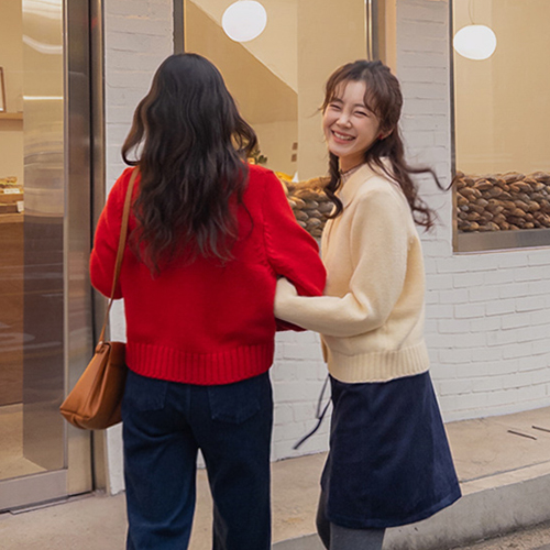 [ウール20%] ロミアラブリーモード カラー丸ボタンポケット カーディガン [size:F(55～66)]