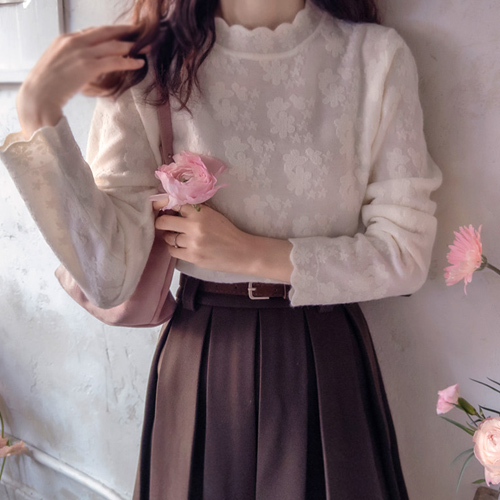 [LABEL] ハミング花柄ラブリー波状ネック バンポーラニット [size:F(55～77)]