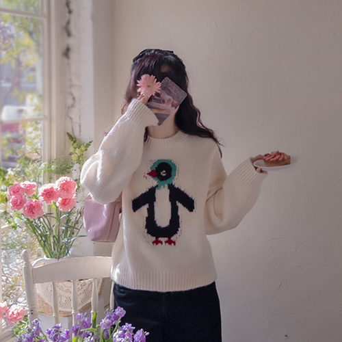 耳よみペンギン ウルタスなエリールーズフィット ザガードニット [size:F(55～66)]