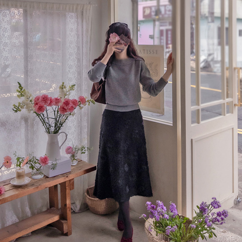 シンディア立体フラワーフレキシブルヨリフィットスカート [size:S,M,L]