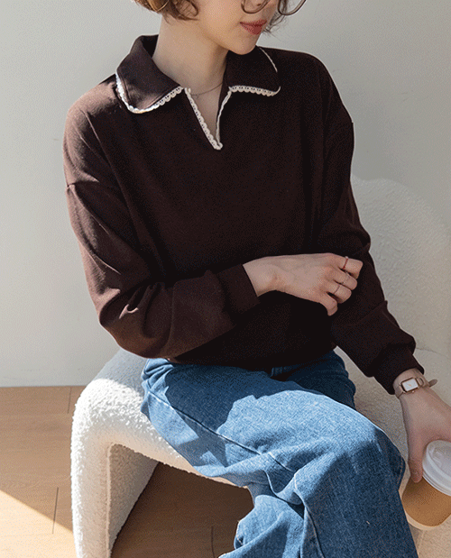 【新賞特価4千ウォン割引】 <FONT color=#5a3954>MADE LIN</font>ソレン レース トムカラ ポグンティーシャツ[size:F(55～66)]