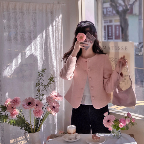 [新賞特価9千ウォン割引] <FONT color=#5a3954>MADE LIN</font>リエンドウルササンツイードジャケット[size:S,M]