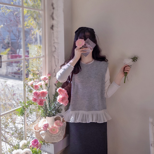 メロッドシャーリング配色ポイント タスミベスト[size:F(55～77)]