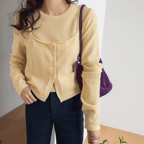 [ニットセット]レモニーハートボタンビスティエニットセット[size:F(55～66)]