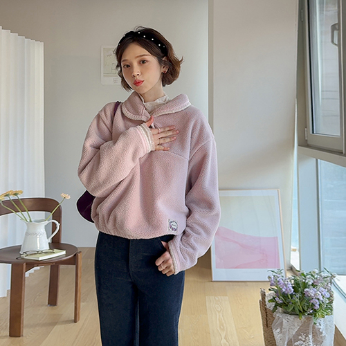 [ベスト特価4千ウォン割引] <FONT color=#5a3954>MADE LIN</font>ポデンレースカラー フリースフリースアノラック[size:F(55～66盤)]