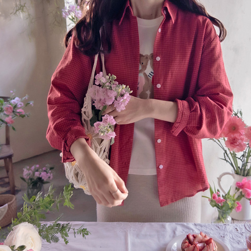 ケラディン春春カラー柔軟チェックソフィスティケイト エリフィットシャツ [size:F(55～66)]