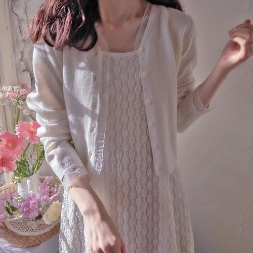 ジュリアード ラブリー 波状配色 エレガントなカーディガン[size:F(55～66)]