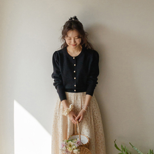 [LABEL]ソフィアラブリーパールボタンパフカーディガン[size:F(55～66)]