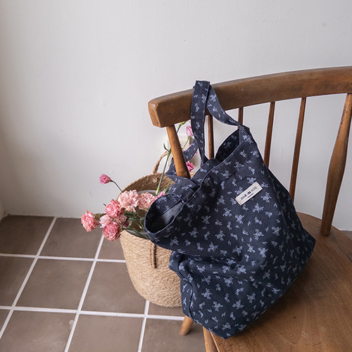 フォーシーズン穏やかなフラワーデニムエコバッグ