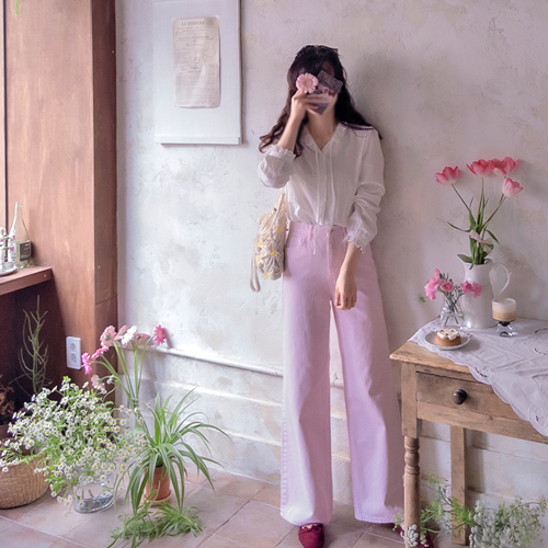 シュジェイド 春パステル セミエリーフィットバンドパンツ [size:S,M,L] 