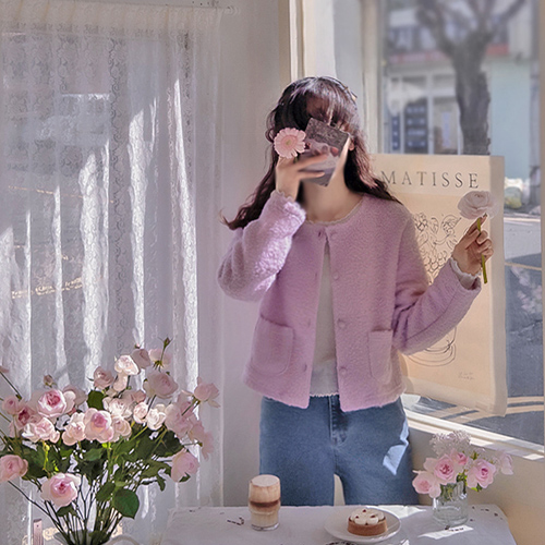 [LABEL] ディーヴェル ボンパステル ラウンドボタン スタイリッシュなジャケット [size:F(55～66)]