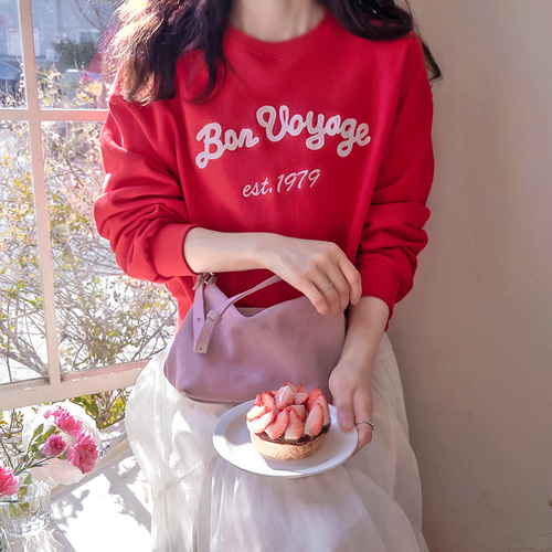 ライクミ英文刺繍春レタリングデイリーティー[size:F(55～66)]