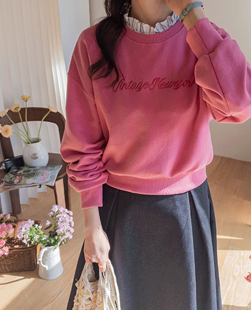 ルディアンカラーレタリング刺繍 マンツーマンティー [size:F(55～66盤)]