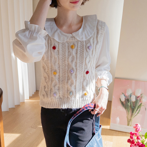 ロエラ フォームフォームポイント クルーラー ニットベスト [size:F(55～66)]