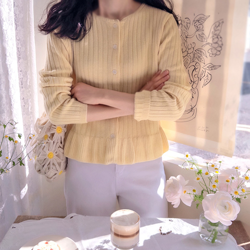 春シーズンゴルジフレア エレガントなエリフィット カーディガン [size:F(55～66)]