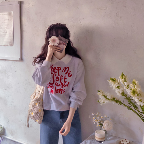 春春キフ刺繍レタリングラブリーシャリングカラーティー[size:F(55～66)]