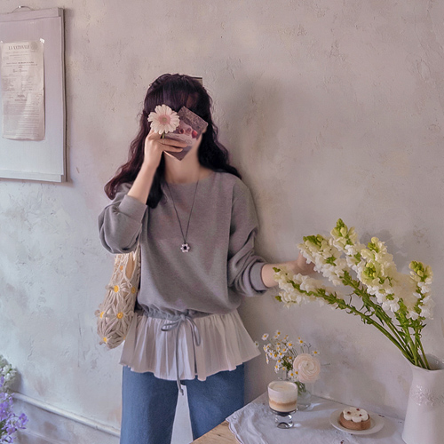 アニブ配色シャリング ラブリーリボン ひも調節 ソフトティー [size:F(55～66)]