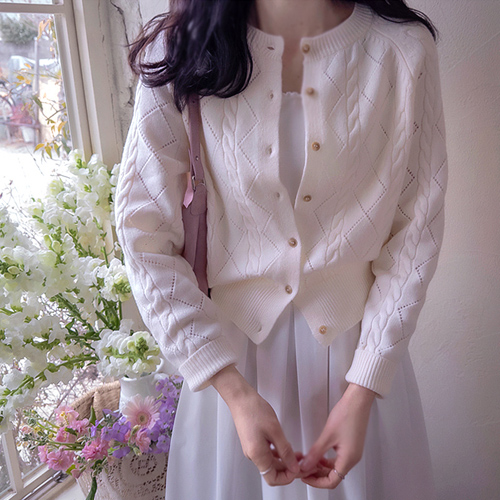 ジェイソン 春ケーブル スクエアパンチング 柔らかいカーディガン [size:F(55～66)]