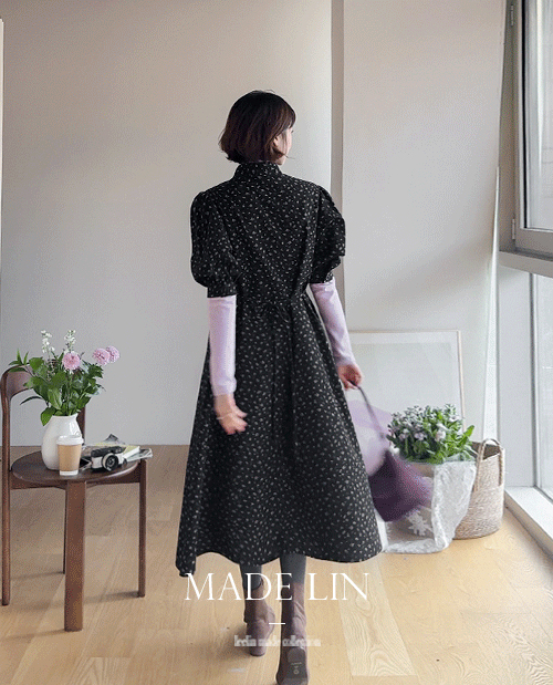 [ベスト特価5千ウォン割引] MADE LIN ブーケ ラウンドカラー シャツワンピース[size:F(55～66)]