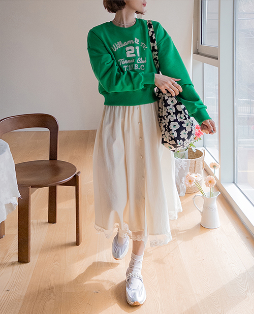 メリアフレキシブルリアバンディング レイヤード 裾レース ビスティエ ロングワンピース [size:F(55～66)]