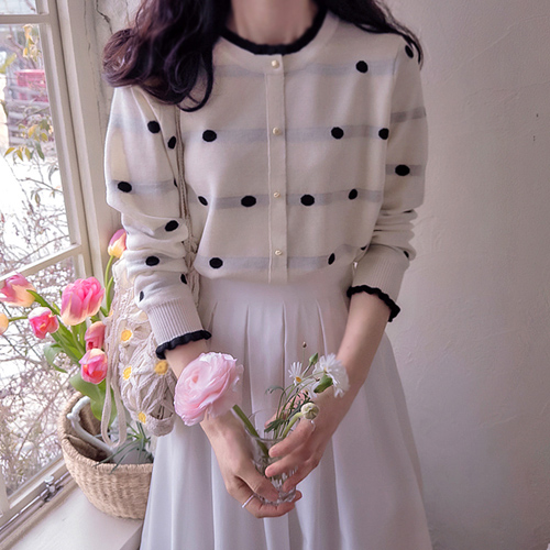 クロスビン ラブドット シャリングネック ボドル 柔軟な春ニット [size:F(55～66)]