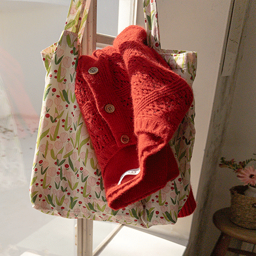 ライトピンクチューリップガーデンエコバッグ