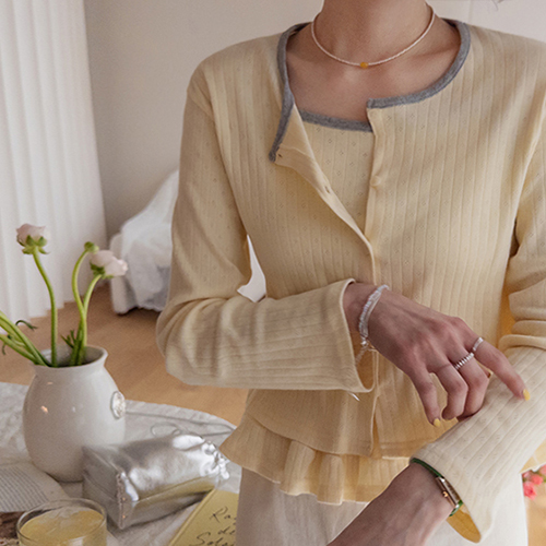 メリノ可愛いシルエット 自家製ナシガーディガンセット【size:F(55～66)】