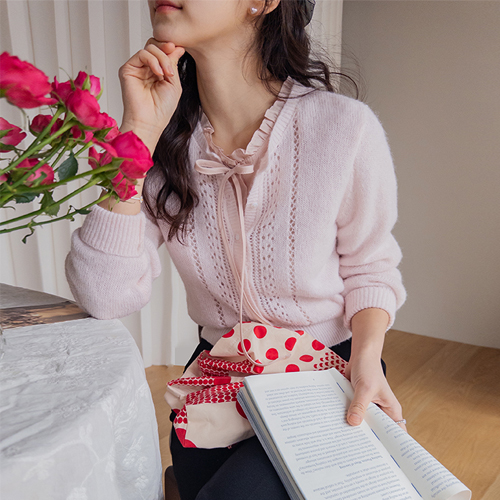 マドリンやわらかいタッチ感パンチングニット テクスチャー スカッシュカーディガン [size:F(55～66)]