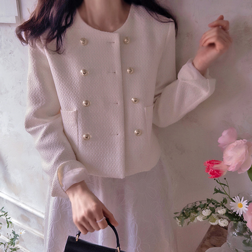 ショーケース ゴールドボタン 銀銀ツイード 高級米ジャケット [size:F(55～66)]