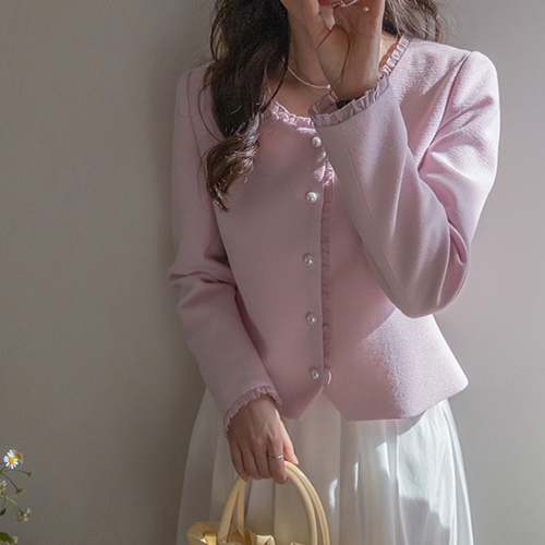 [新賞特価8千ウォン割引] <FONT color=#5a3954>MADE LIN</font>アルベオガンザプリル ツイードジャケット[size:S,M]