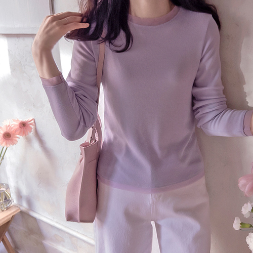 春ロマンス 網配色 ボードル フレキシブルなシック伸縮ティー [size:F(55～66),L(77)]