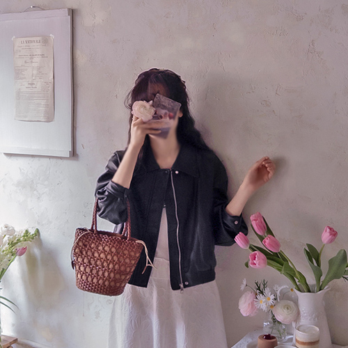 アンドカラ下ポイントボードル フレキシブルなシックなレザージャケット [size:F(55～66)]