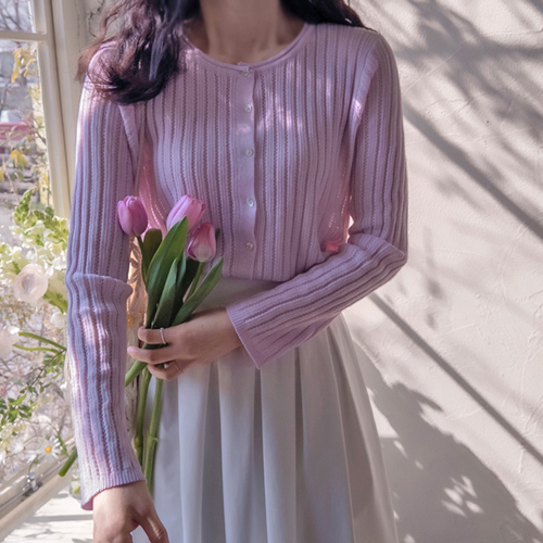 クランブル春パンチング 陰々たるジュールパターン エレガントなカーディガン [size:F(55～66)]