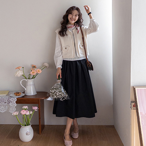 ニューインド 豊かに広がるフレアナシワンピース [size:F(55～66)]