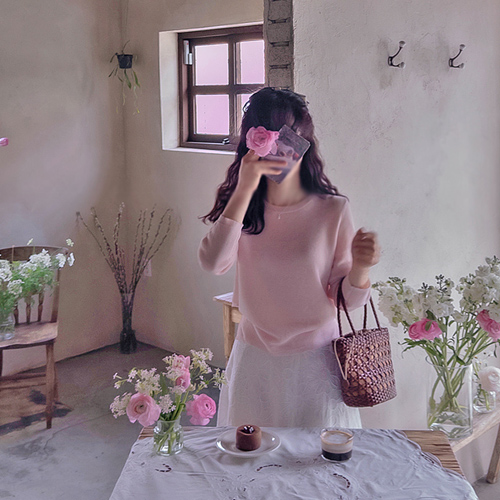 ラブパンダントウエストストラップビスコース 高級美ニット[size:F(55～66)]