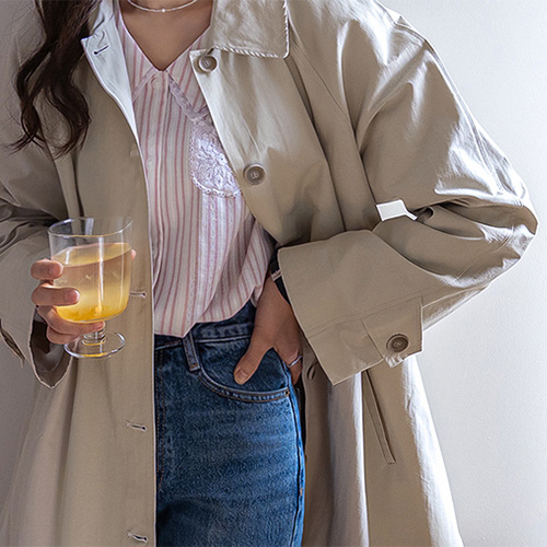 メリンレグラン シングルガール ビゾディテール 裏合わせAラインコート [size:F(55～66盤)]