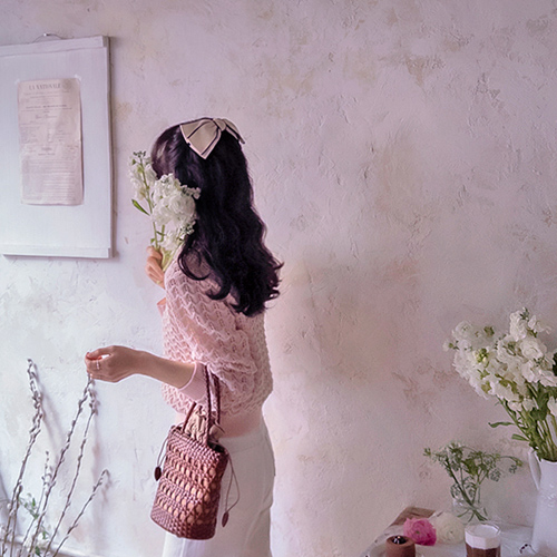 マドレーヌラブリー波状春スカッシュニット[size:F(55～66)]