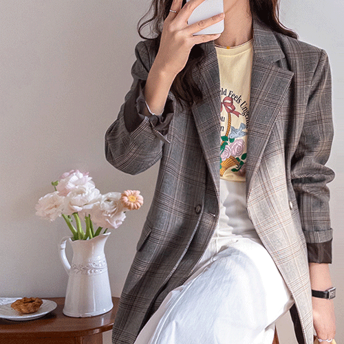 ミューズダブル前線グレンチェック オーバーフィットジャケット [size:F(55～66)]