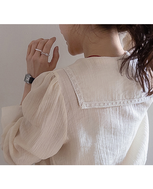【新賞特価5千ウォン割引】MADE LIN ラフニーピンタック カラーレースブラウス【size:F(55~66)】
