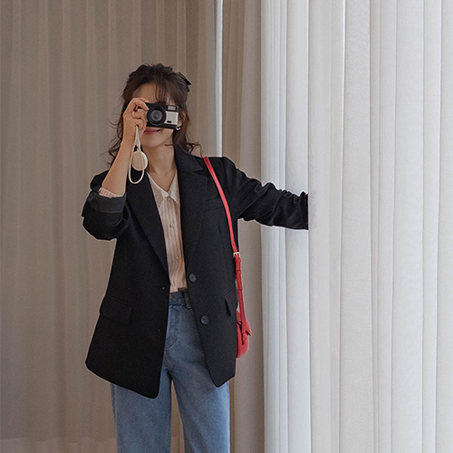 【快適スパン】【反転魅力】 ぴったりきれいに落ちるスパンダードバックスリットカラージャケット【size:F(55～66)】