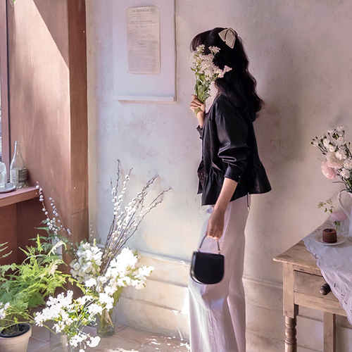 春のラインの可愛いハーリストリング高級米ボドルレザージャケット [size:F(55～66)]