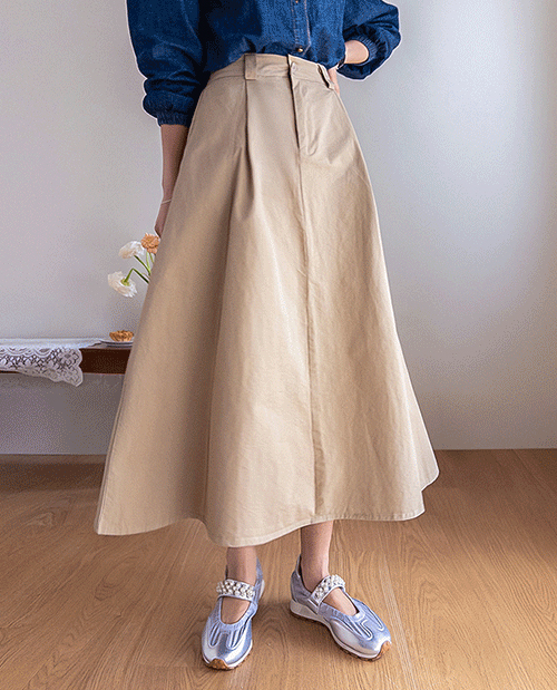 ビエラAラインピンタック 後バンディングポケット ロングスカート[size:F(55～66盤)]