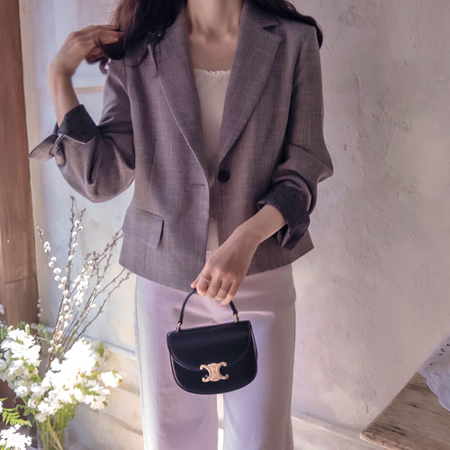 アンクララ袖ドット配色ウエストストラップ高級米ジャケット[size:F(55～66)]