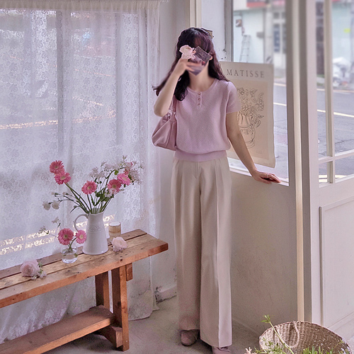 [プリオーダー9千ウォン割引] <FONT color=#5a3954>MADE LIN</font>エービンセミワイドツータックスパンスラックス[size:S,M,L][予約注文3月31日発送予定]