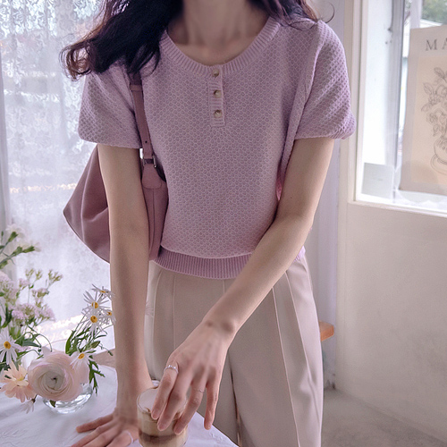 ジェマワッフル＆ボタンボードル柔軟な耳よみニット[size:F(55～66)]