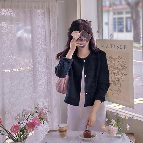 [新賞特価9千ウォン割引] <FONT color=#5a3954>MADE LIN</font>フォノンシャーリング真珠アルジャケットカーディガン[size:F(55～66)]